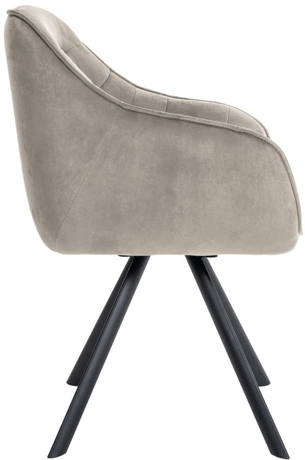Matsalstol, grå sammetstol - ergonomisk rygg, underhållsvänlig design