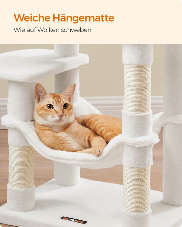Kattskrapstolpe - Gräddvit kattträd - Sisal - 45 x 35 x 112 cm - Robust design