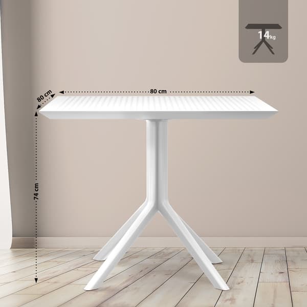 Tabell 80x80cm - Bisto -tabell - Väderresistent polypropen, UV -resistent | Färg: Vit
