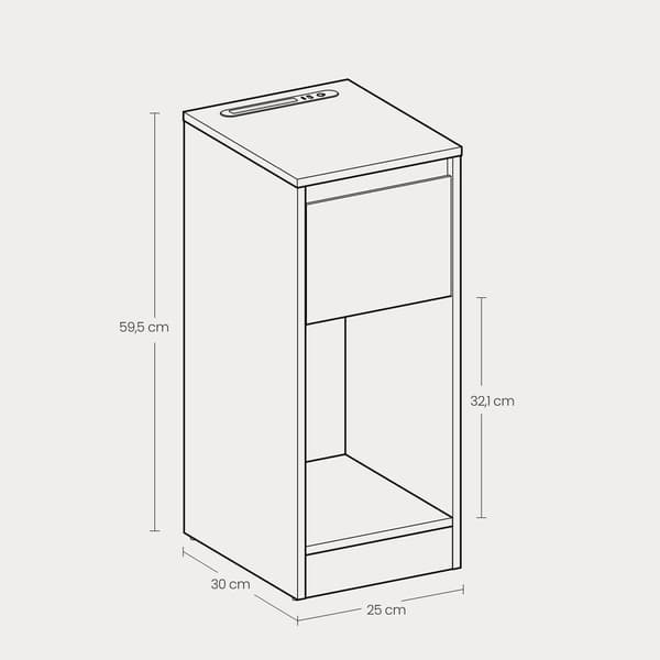 Smala sängbord set om 2 | Vit | 25x30x59,5 cm