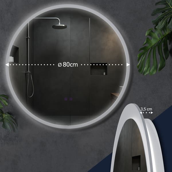 Rund badrumsspegel-Make-up Mirror-Bluetooth-högtalare, LED, anti-condensation, Splash-Proof