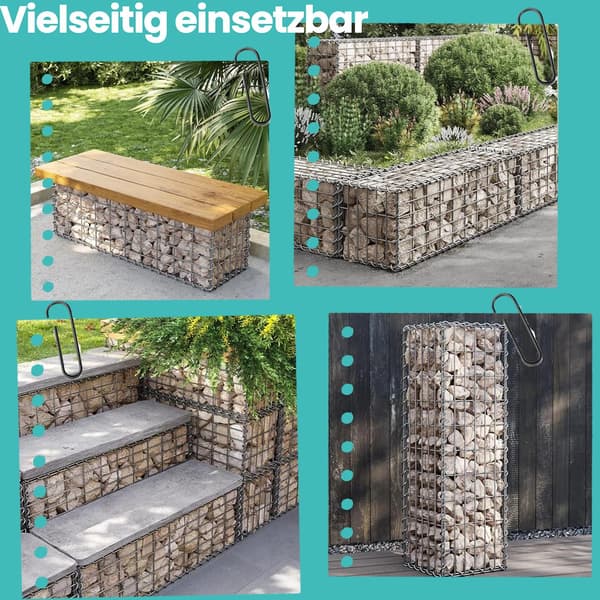 Gabion väggsats - stenkorg - galvaniserad stålkorg - robust - 100 x 30 x 30 cm