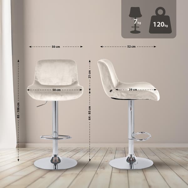 Barstol Chrome Frame - Hocker - Hög sittkomfort, höjdjusterbar och 360 ° roterbar