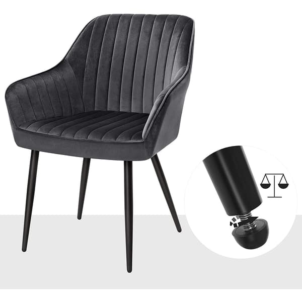 Matsalsstolar set om 2 - sammet - armstöd - grå - 62,5 x 60 x 85 cm