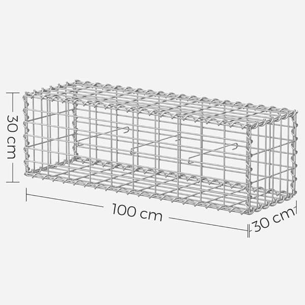 Gabion korgsats, stödmur, galvaniserat stål, 100 x 30 x 30 cm