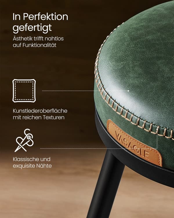 Set med 2 vridbara barstolar med ryggstöd | Skogsgrönt | 57x57x101 cm