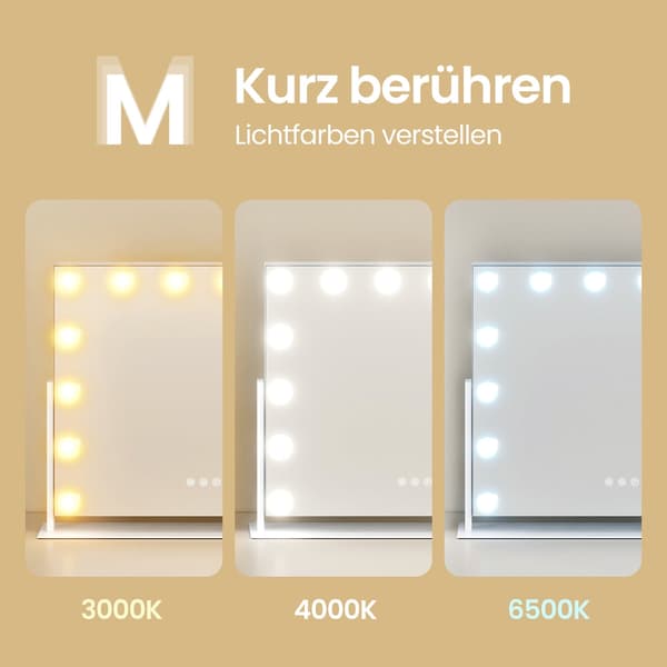 Sminkspegel med LED-belysning och touchkontroll | Vit | 55x10x45 cm