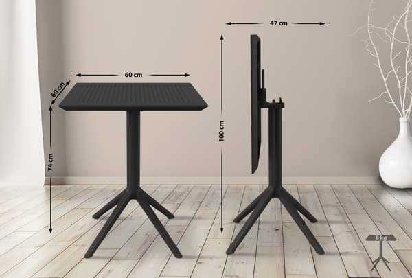 Vikta bord, fällbart bord - UV och väderbeständig - rymdbesparande design