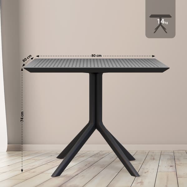 Tabell 80x80cm - Bisto -tabell - Väderresistent polypropen, UV -resistent | Färg: Svart