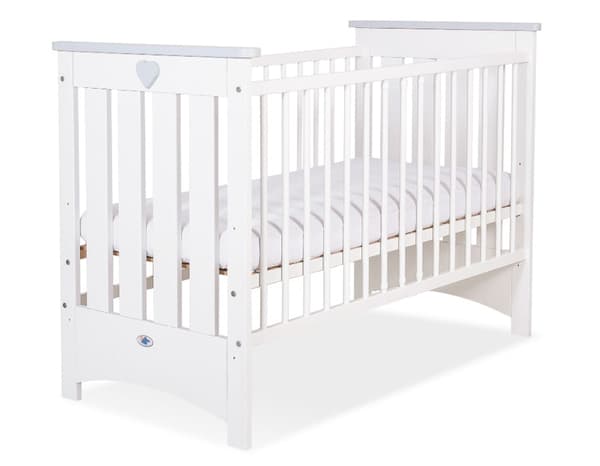Träbädd Lorenzo III - Crib - Bite Protection - Solid Pine Wood - 120x60cm White -Gray