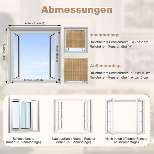 Bambu rullgardin ljusfiltrering med sidokontroll | Brun | 70x160 cm