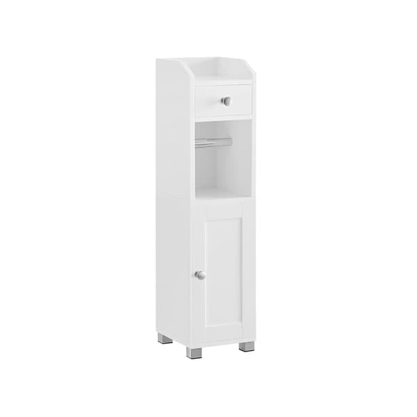 Badrumsskåp toalettrullshållare vit MDF 20x18x76,7 cm
