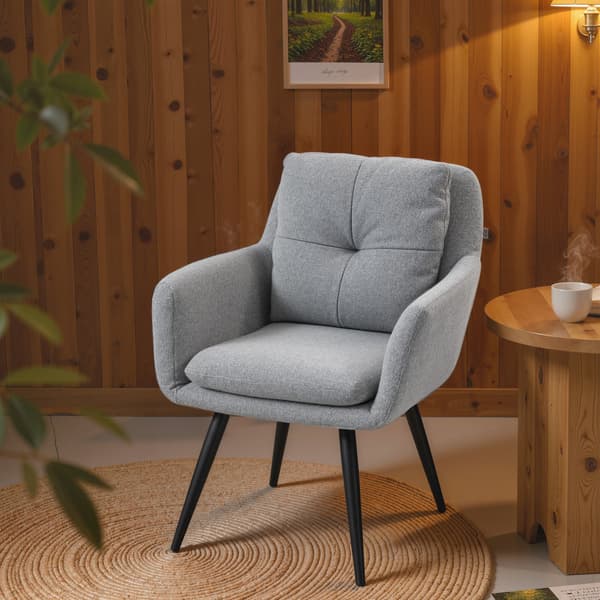 Modern accentstol med metallben - Grå | Färg: Grå | Mått: 65x72x86 cm