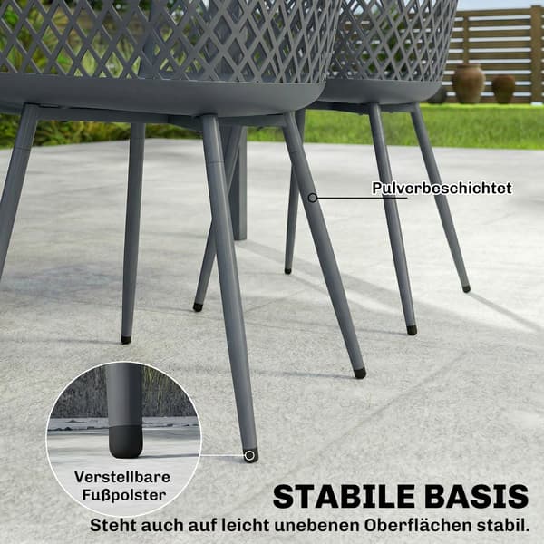 Trädgårdsstolar 4-delat set med armstöd | Färg: Mörkgrå | Mått: 56x51x84 cm