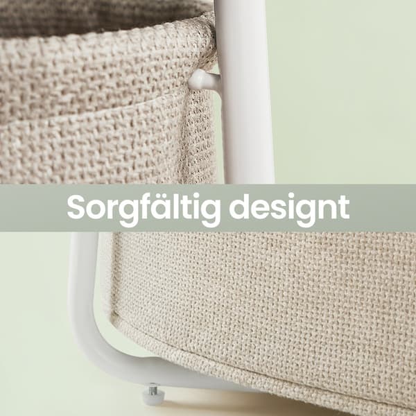 Sidobord med tygkorg och förvaringsutrymme | Vit-Brun | 100x45x45,7 cm