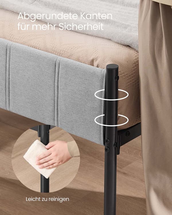 Dubbelsängsram - stål - max. 500 kg - 207 x 141,5 x 104 cm - grå