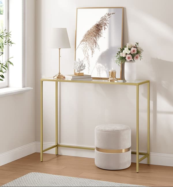 Consoletafel - gehard glas - metalen frame - modern - 20 x 100 x 80 cm