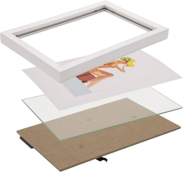 Fotoram 3-delat set med passepartout och glas | Vit | 28x35 cm