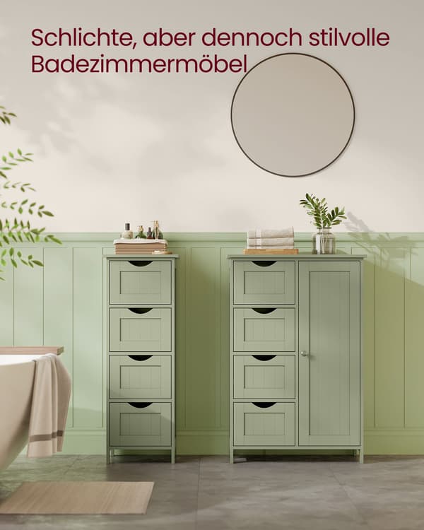 Badrumsskåp Grön - Förvaringsskåp med låda - MDF - 30x55x82 cm