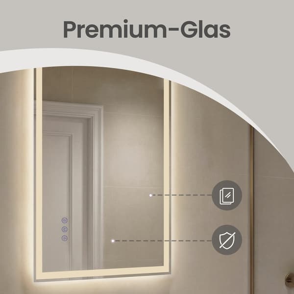 Väggspegel med LED-belysning, rektangulär | Vit | 70,7x50,7 cm