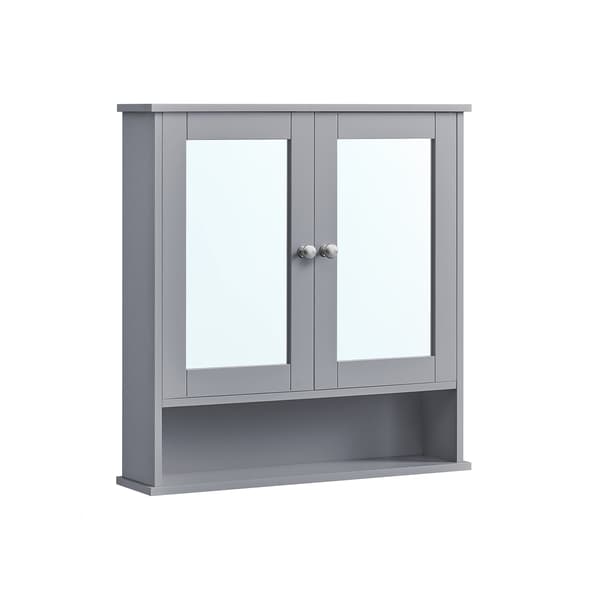 Badrumsspegelskåp väggmonterad MDF duvgrå 13 x 56,5 x 58,5 cm