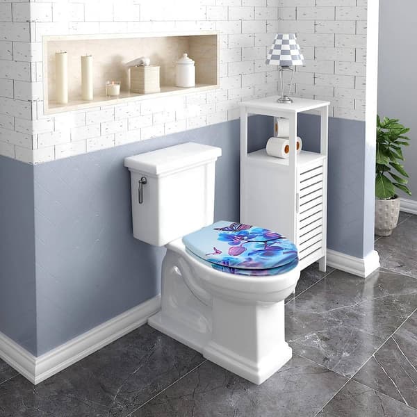 Duroplast toalettsits med soft close blå Phalaenopsid | Blå | 37,1x45,5x1,8 cm