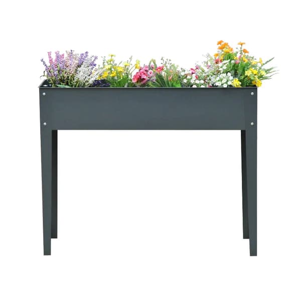 Upphöjd plantering - Metall plantering | Färg: Mörkgrå | Mått: 30x100x80 cm