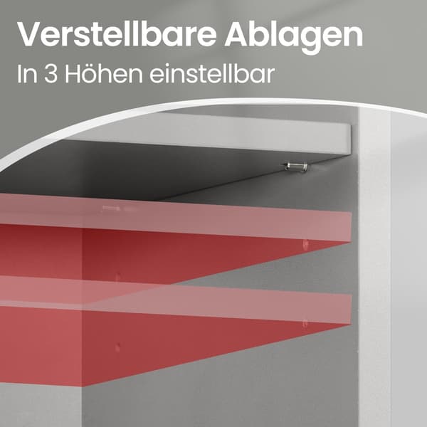 Underdel med justerbara hyllor och ben | Grå-vit | 90x30x60 cm