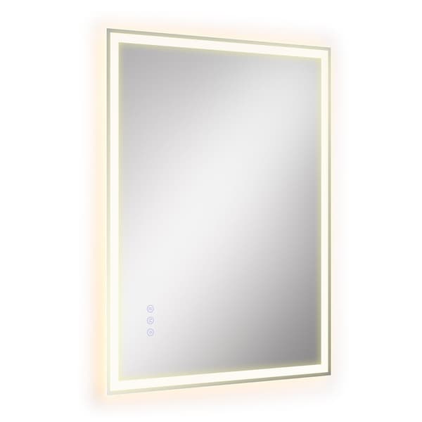 Väggspegel med LED-belysning, rektangulär | Vit | 70,7x50,7 cm