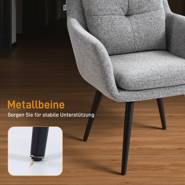 Modern accentstol med metallben - Grå | Färg: Grå | Mått: 65x72x86 cm