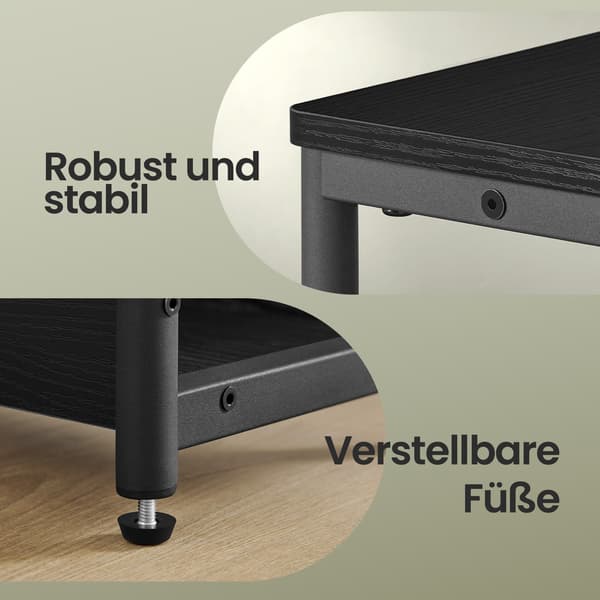 Sidobord med lastfunktion, 3 plan för vardagsrum | Svart | 45x18x58 cm