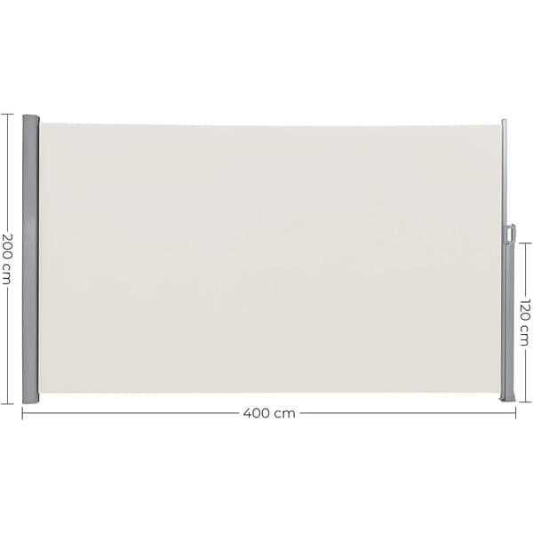 Sidomarkis, insynsskydd, utdragbar, aluminium/polyester, taupe/beige/grå