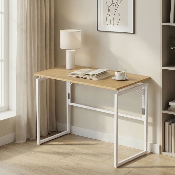 Fällbart datorbord med rundade hörn | Ek färg | 100x50x74 cm