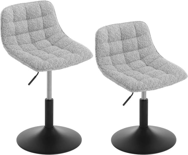 Set med 2 barstolar med chenille ryggstöd | Grå