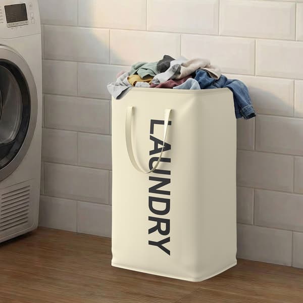 Hopfällbar tvättkorg 80 L tvättuppsamlare | Vit | 40x30x68 cm