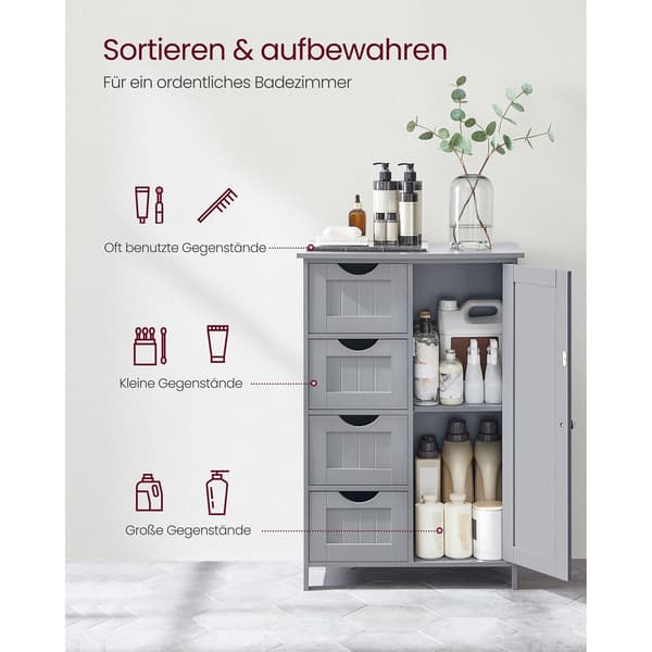 Badrumsskåp med 4 lådor - MDF - grå - 30 x 55 x 82 cm