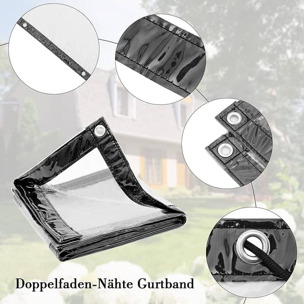 Transparent PVC presenning med ögon och rep 3x4 m | Transparent | 3x4 m