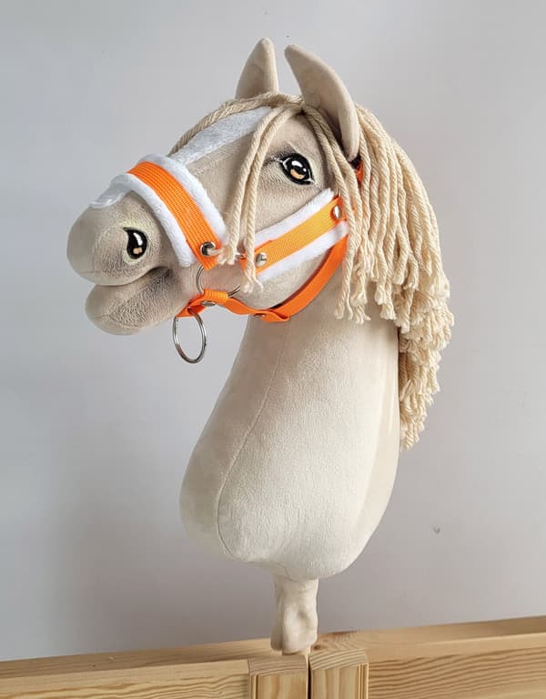 Justerbar Halster - Paardenhalster - Extra komfort pälsfoder, Neon Oranje, storlek A3