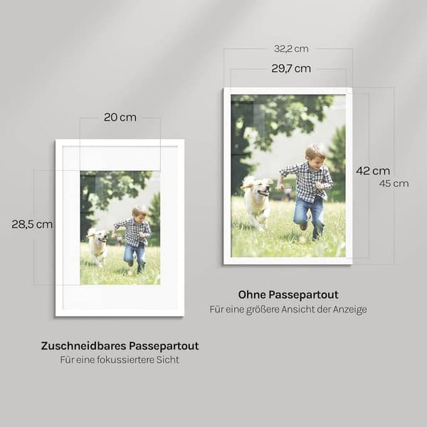 Fotoram i trä med passepartout A3 | Vit | 29,7x42 cm