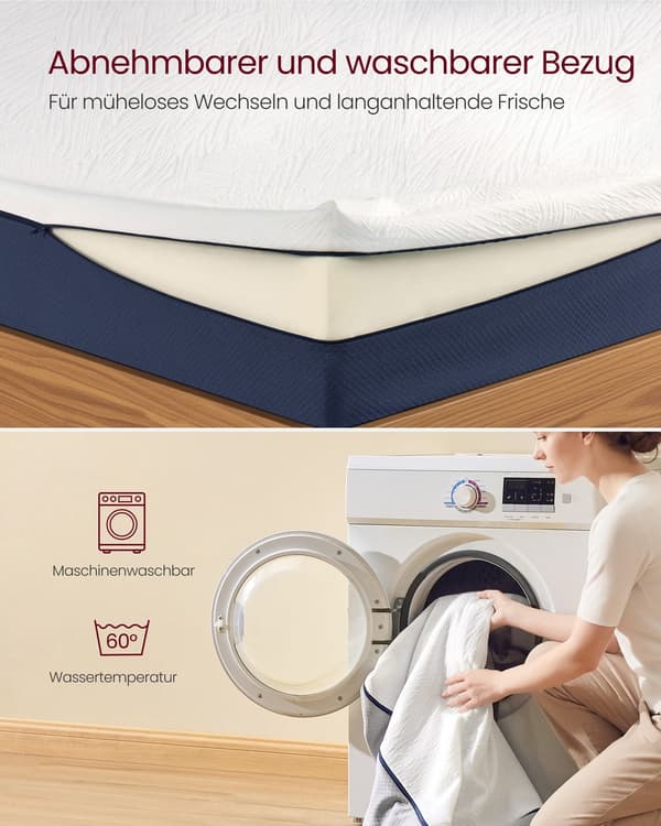 Gel memory foam madrass med ergonomiskt stöd | Blå | 140x200x20 cm