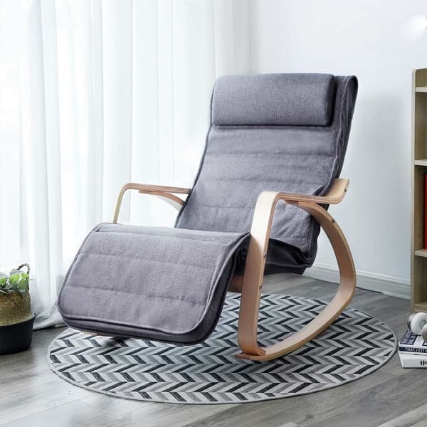 Gungstol - ergonomisk - björkträ - linnelook - grå - 67 x 115 x 91 cm