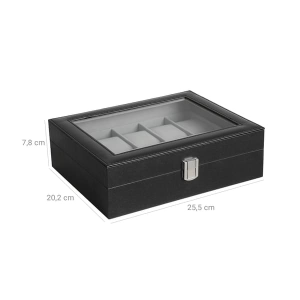 Klocklåda - Displayorganisatör - MDF & sammet - 25 x 7,5 x 20 cm