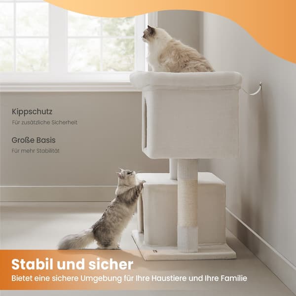 Kattskrapstolpe - Katttorn - Stor plattform - Slitstark sisal - 68 x 48 x 101 cm