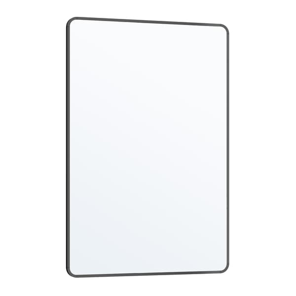 Rektangulär badrumsspegel med aluminiumram och säkerhetsfilm | Bläcksvart | 91x61 cm