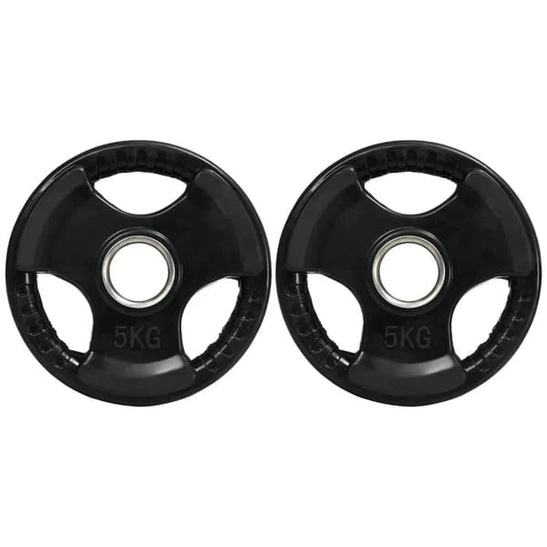Viktskivor 2 x 5 kg - Viktskivor av gummi | Färg: Svart | Mått: 24x24x3,5 cm