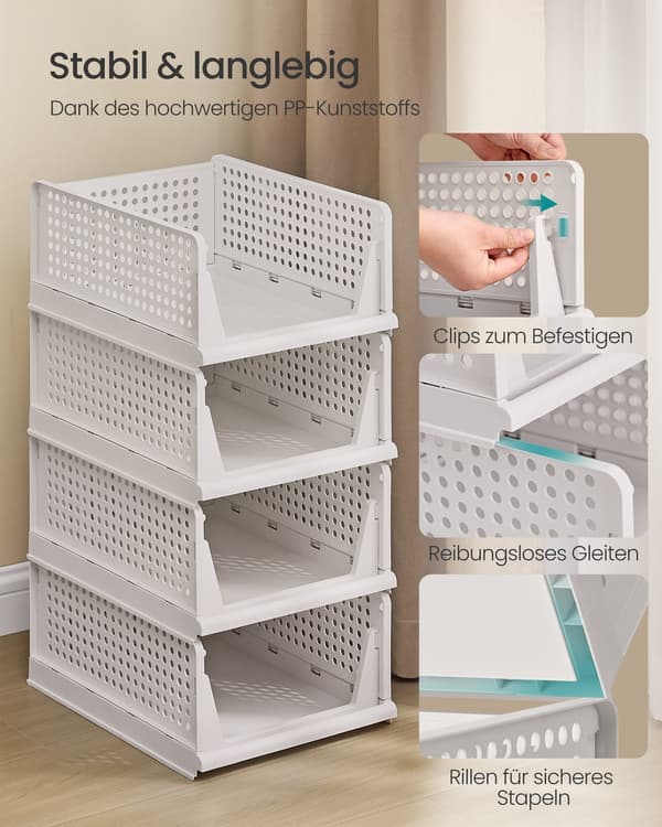 Stapelbar garderobsarrangör | Vit | 33x43x18,5 cm