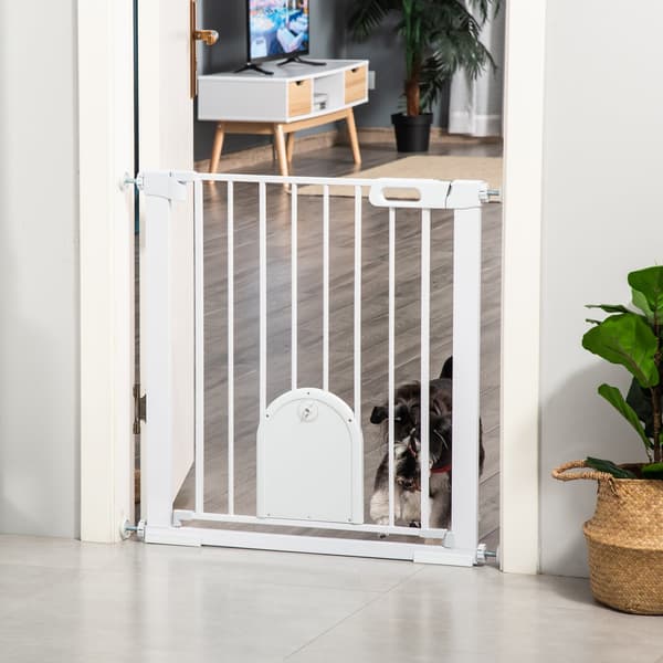 Justerbar Pet Safety Gate med dörr | Färg: Vit