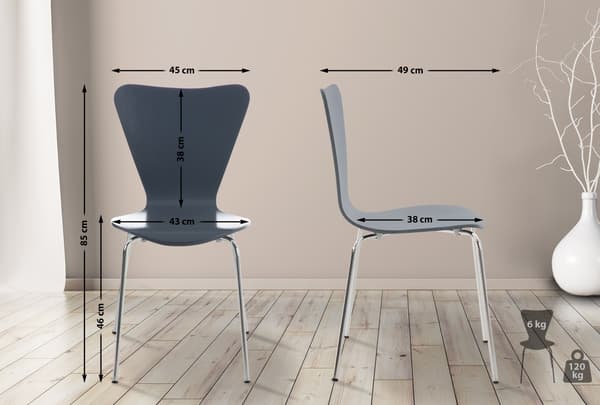 Stackstol - Multifunktionell - Space -Saving Design, Perfekt för evenemang och konferenser Färg: Grå