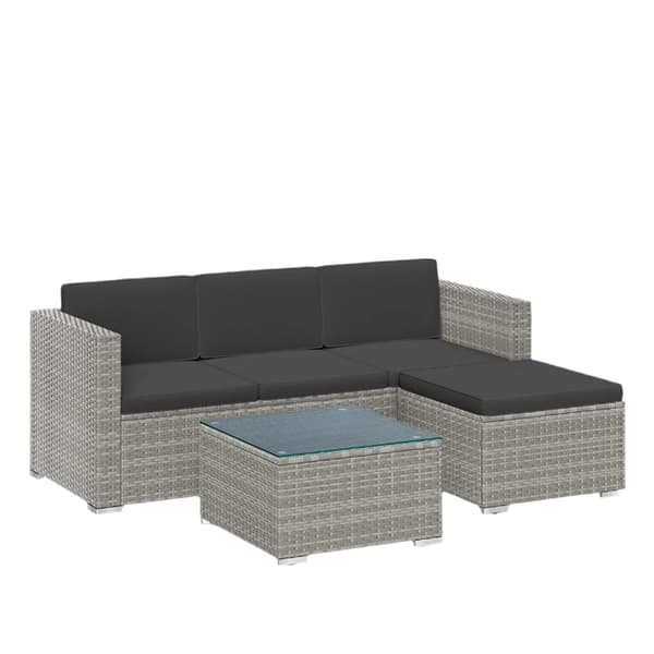 Trädgårdsmöbelset för balkong/terrass - PE polyrattan - soffa 173 cm - inklusive dynor