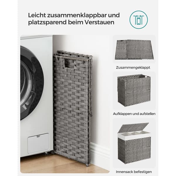 Stor tvättkorg - klädkorg - robust och rymlig - 70 x 36 x 66 cm